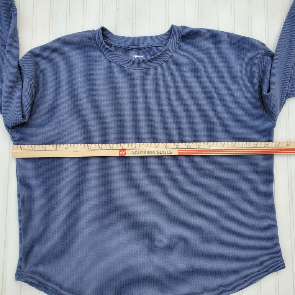 Sonoma Ladies Blue Cozy‎ Waffle Pullover Long Sleeve Top Extra Large - Picture 2 of 6